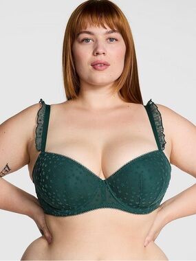 Underwire Bra in Dark Green with Star Jacquard